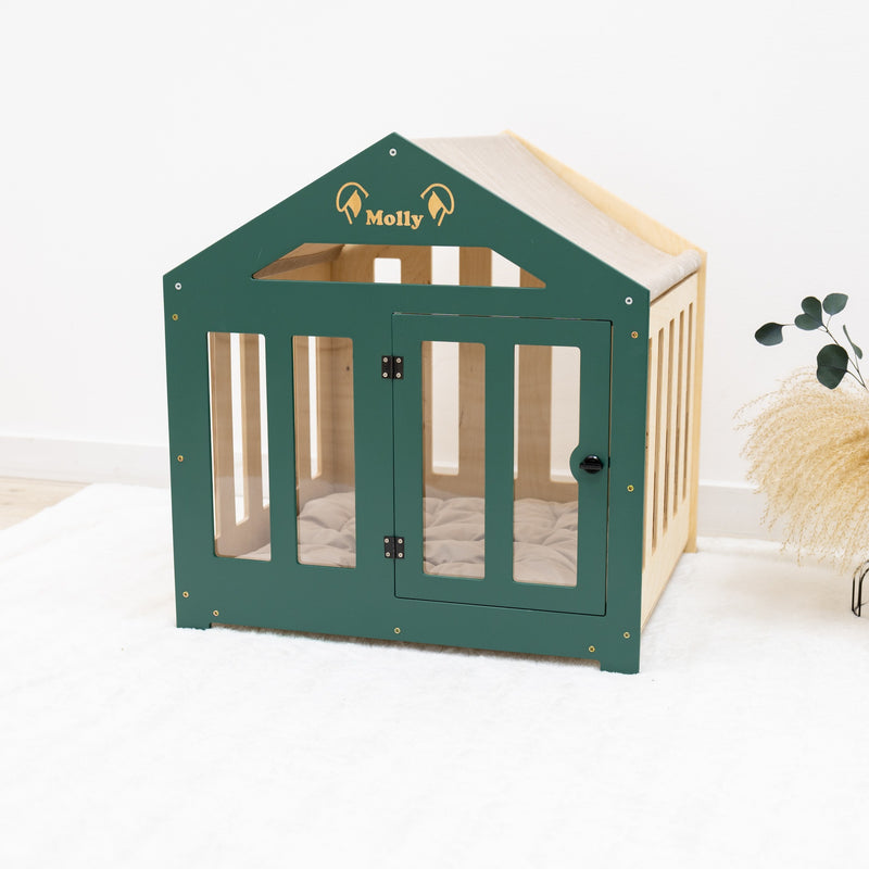 Dog House with a Fabric Roof - Green