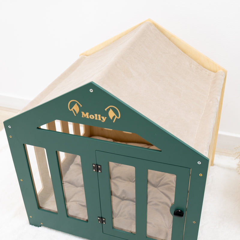 Dog House with a Fabric Roof - Green