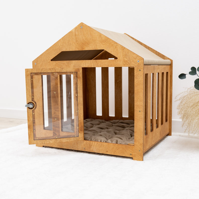 Dog House with a Fabric Roof - Oak