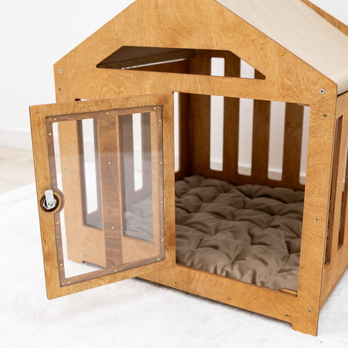Dog House with a Fabric Roof - Oak