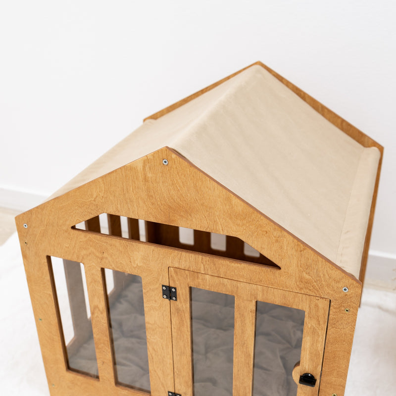 Dog House with a Fabric Roof - Oak