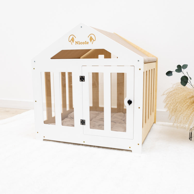 Dog House with a Fabric Roof - White