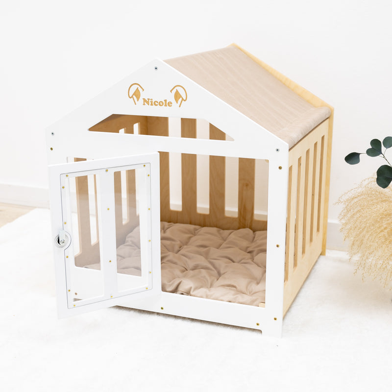 Dog House with a Fabric Roof - White
