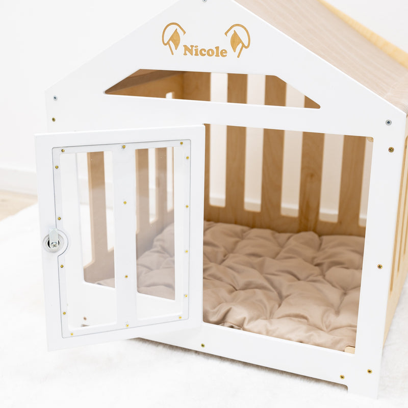 Dog House with a Fabric Roof - White