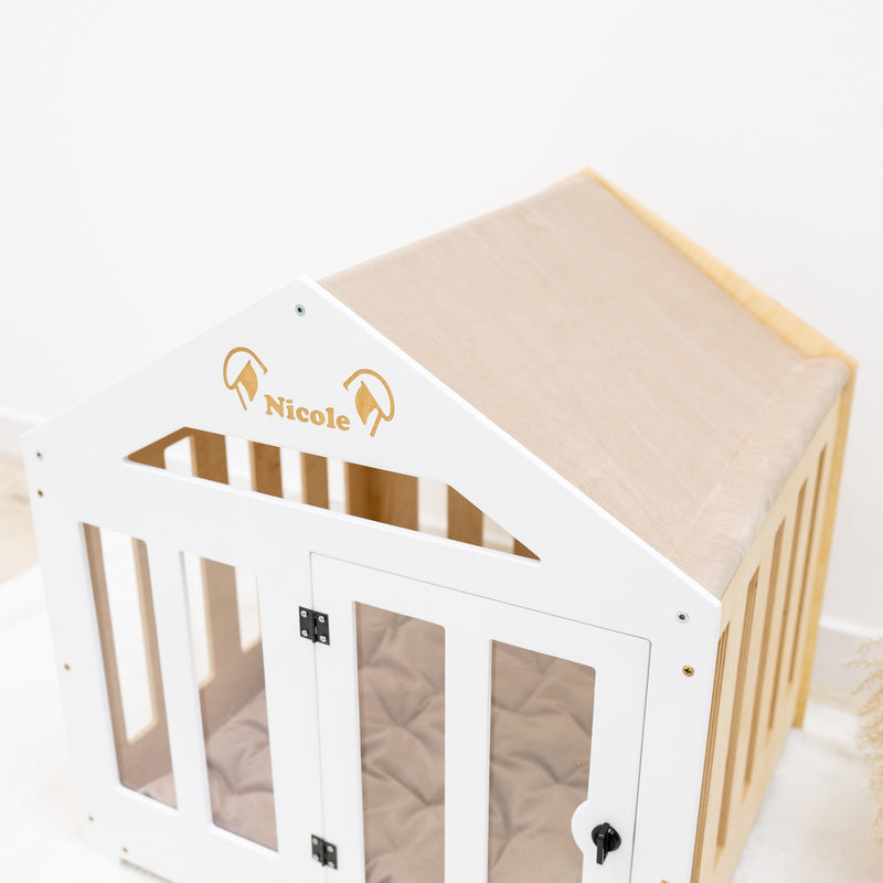 Dog House with a Fabric Roof - White