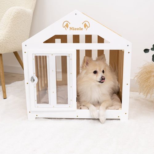 Dog House with a Fabric Roof - White