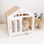 Dog House with a Fabric Roof - White