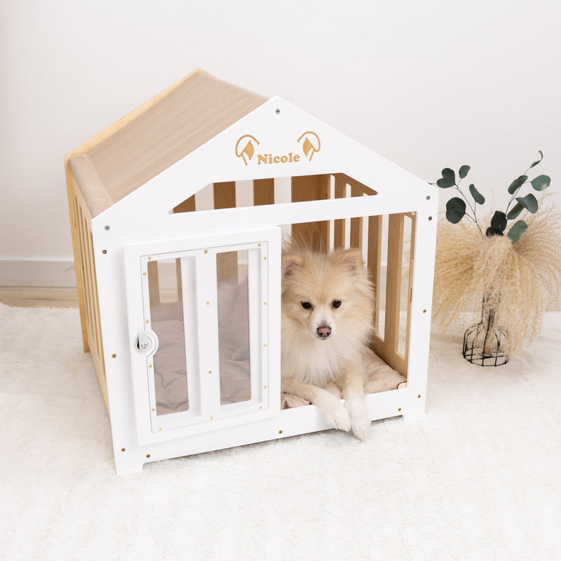 Dog House with a Fabric Roof - White