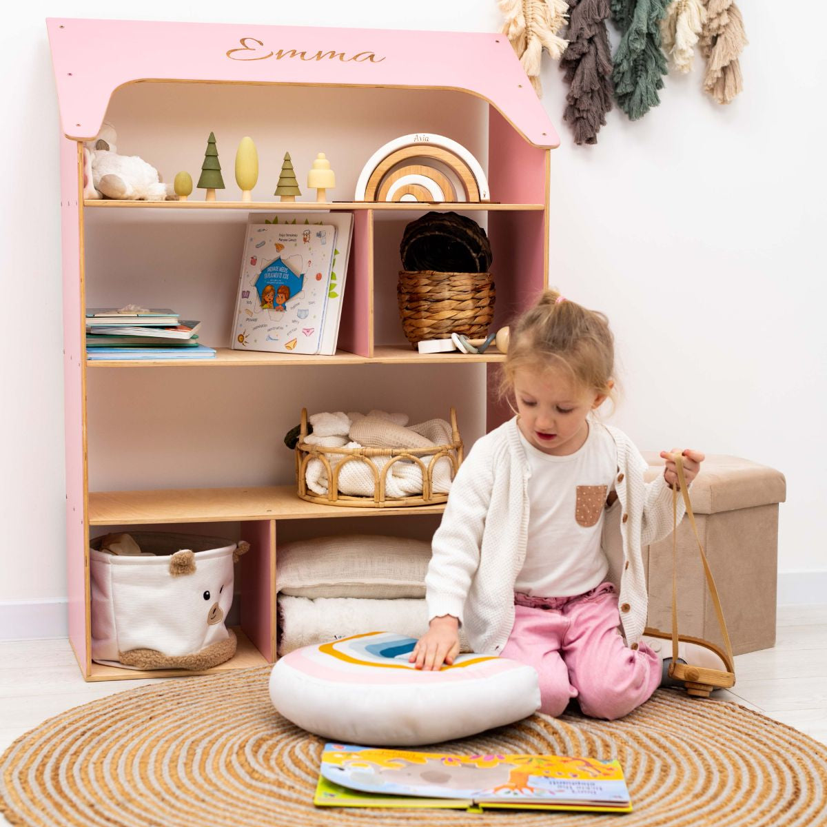 girls bookshelf dollhouse with personalization