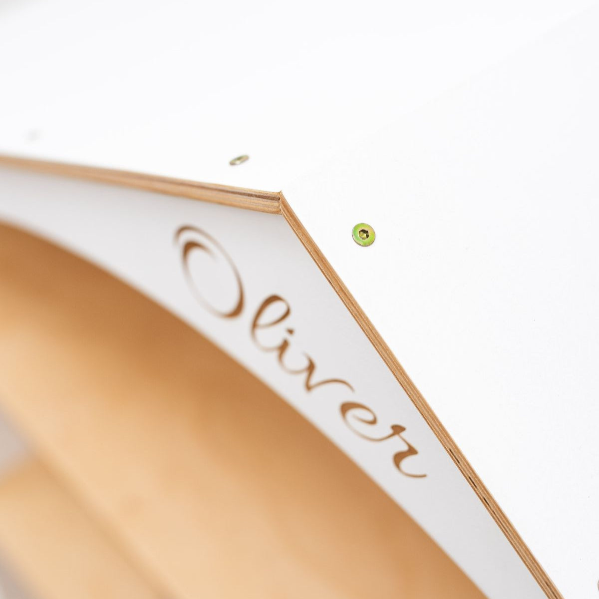 white house bookshelf with toddler's name made from wood