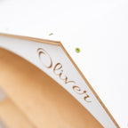 white house bookshelf with toddler's name made from wood