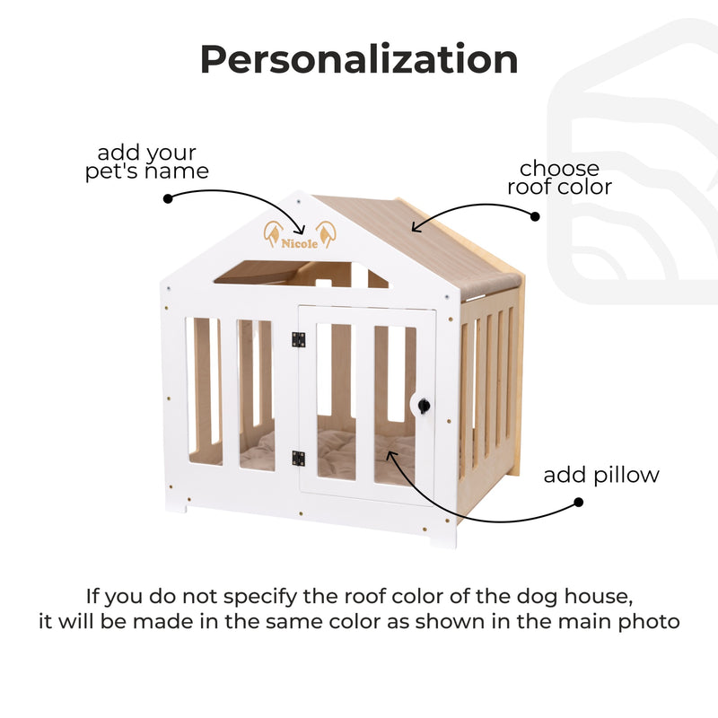 Dog House with a Fabric Roof - White