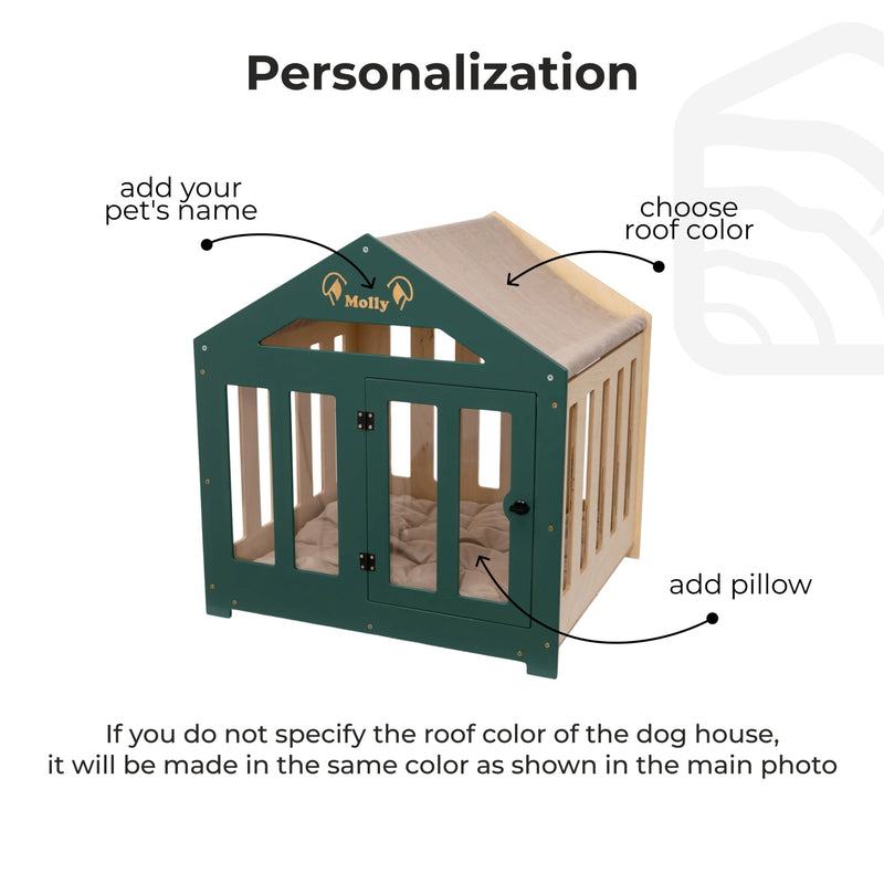 Dog House with a Fabric Roof - Green