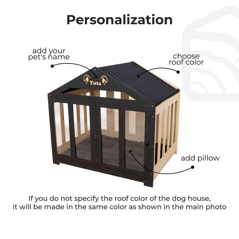 Dog House with a Fabric Roof - Black