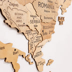 3D Europe Wooden Map Gold