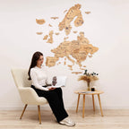 3D Europe Wooden Map Gold