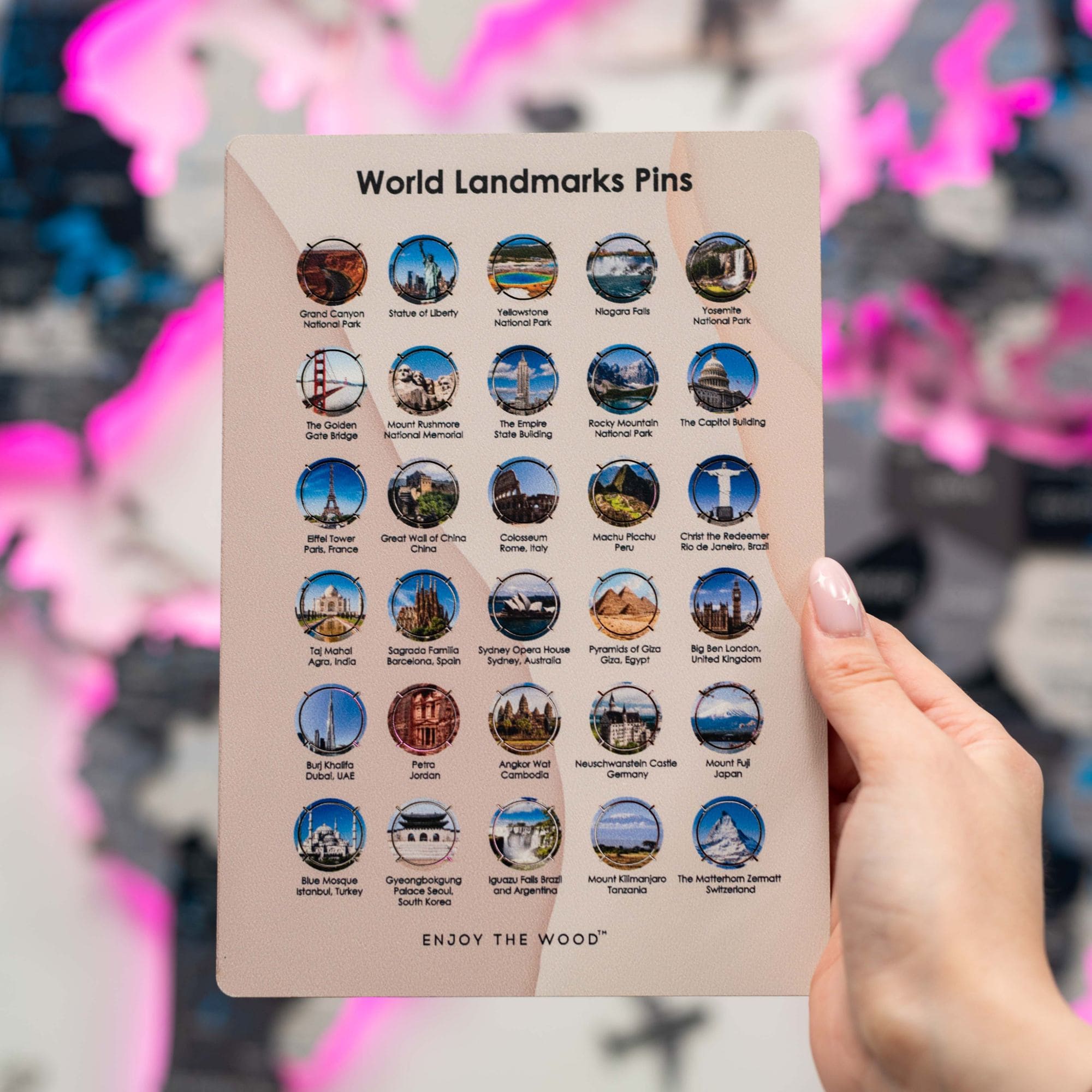 Wooden Sightseeings Sticky Pins