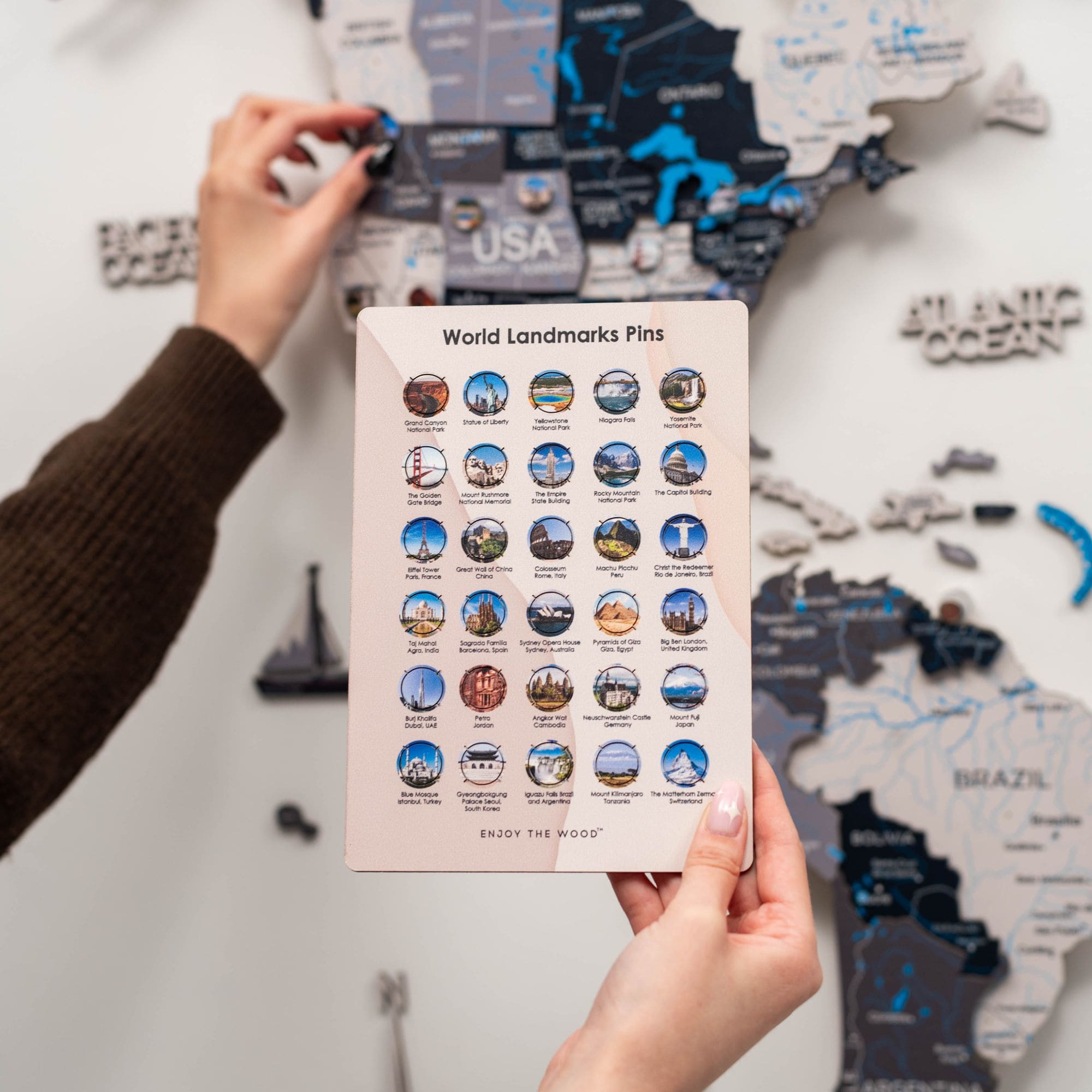 Wooden Sightseeings Sticky Pins