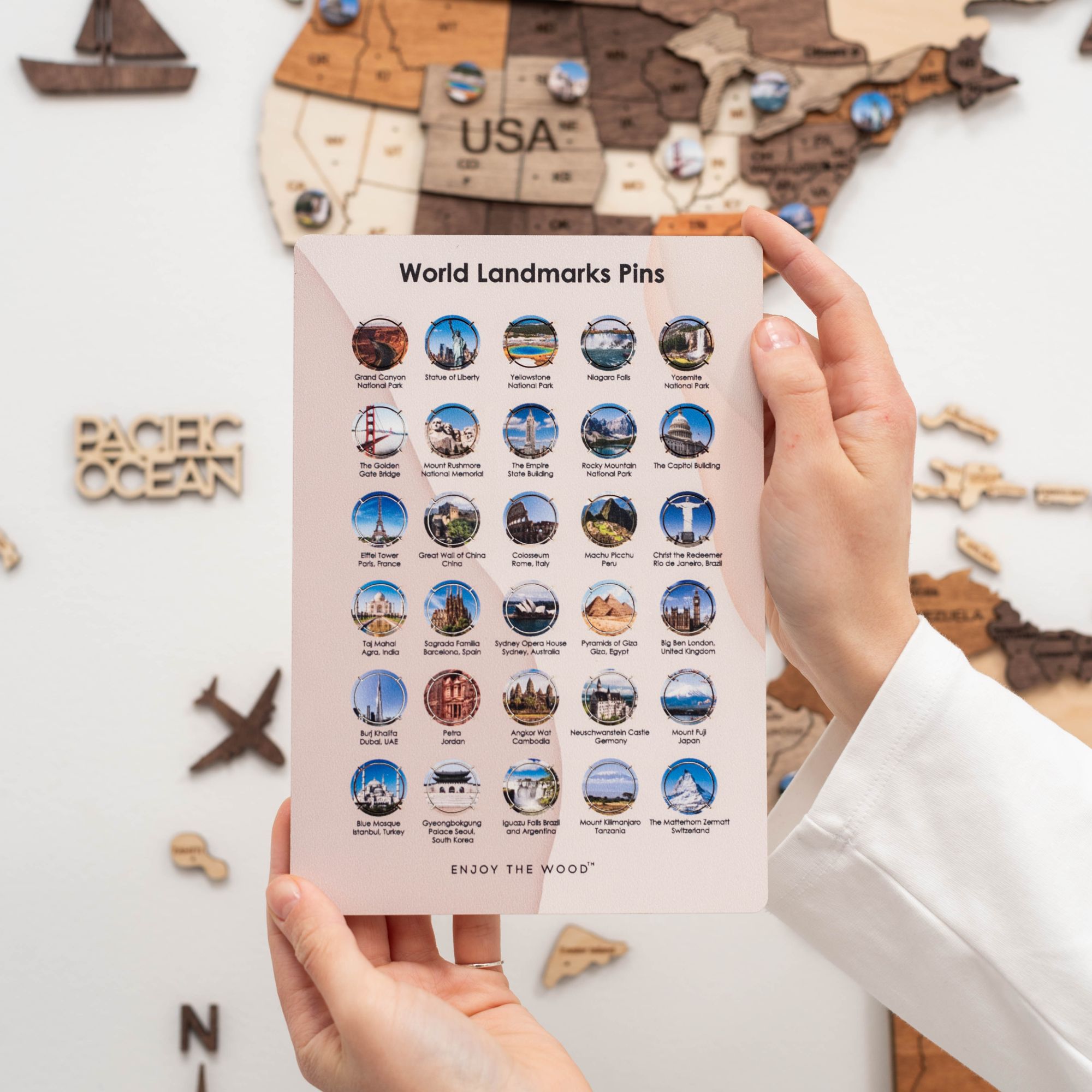 Wooden Sightseeings Sticky Pins