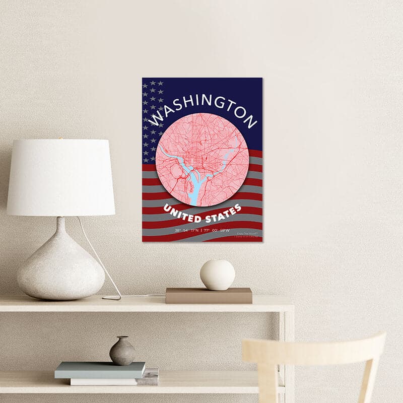 Poster City Map Washington