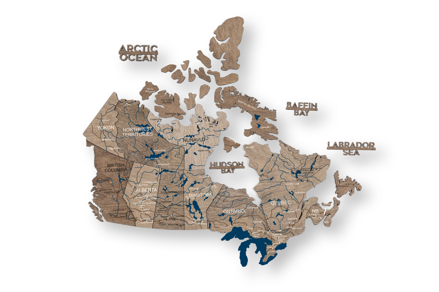 3D Canada Wooden Map Terra
