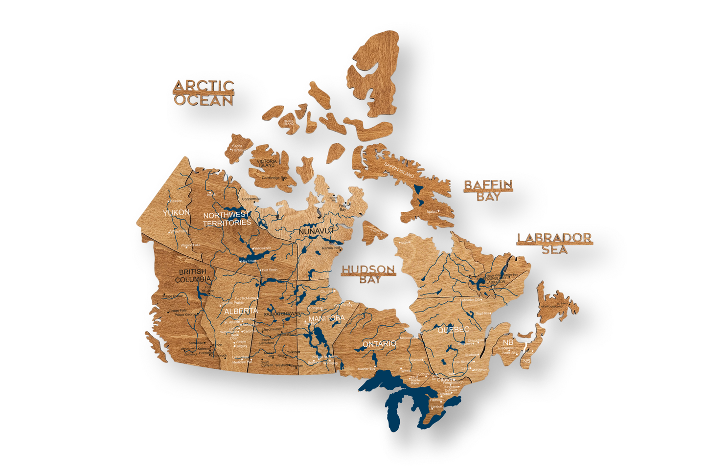 3D Canada Wooden Map Oak