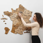 3D Wooden Map of France - Gold