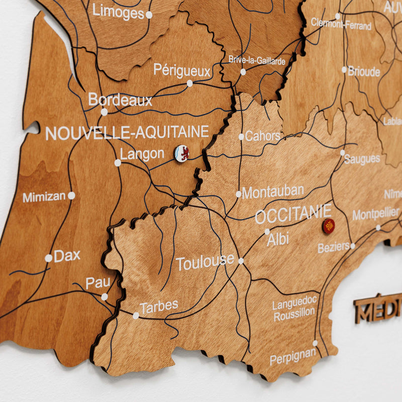 3D Wooden Map of France - Oak