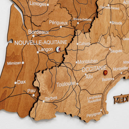 3D Wooden Map of France - Oak