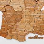 3D Wooden Map of France - Oak