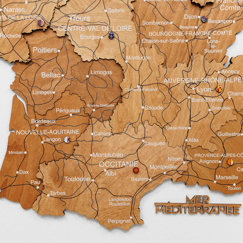 3D Wooden Map of France - Oak