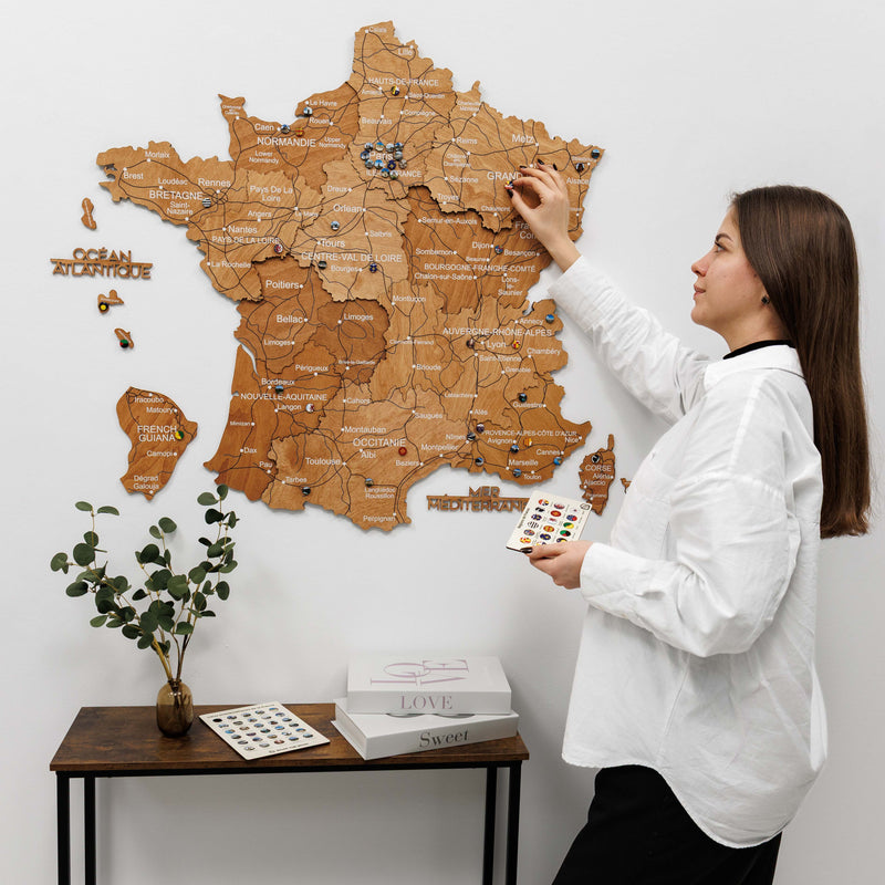 3D Wooden Map of France - Oak