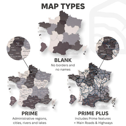 3D Wooden Map of France - Nordik