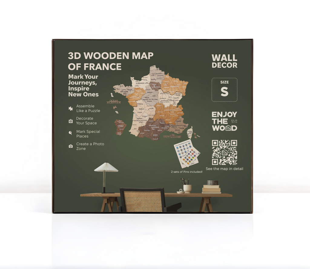 3D Wooden Map of France - Multicolor