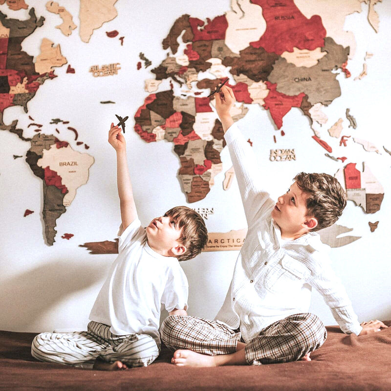 3D Wooden World Map Fusion