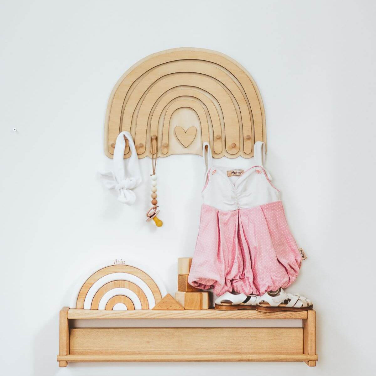 wooden hanger on wall 