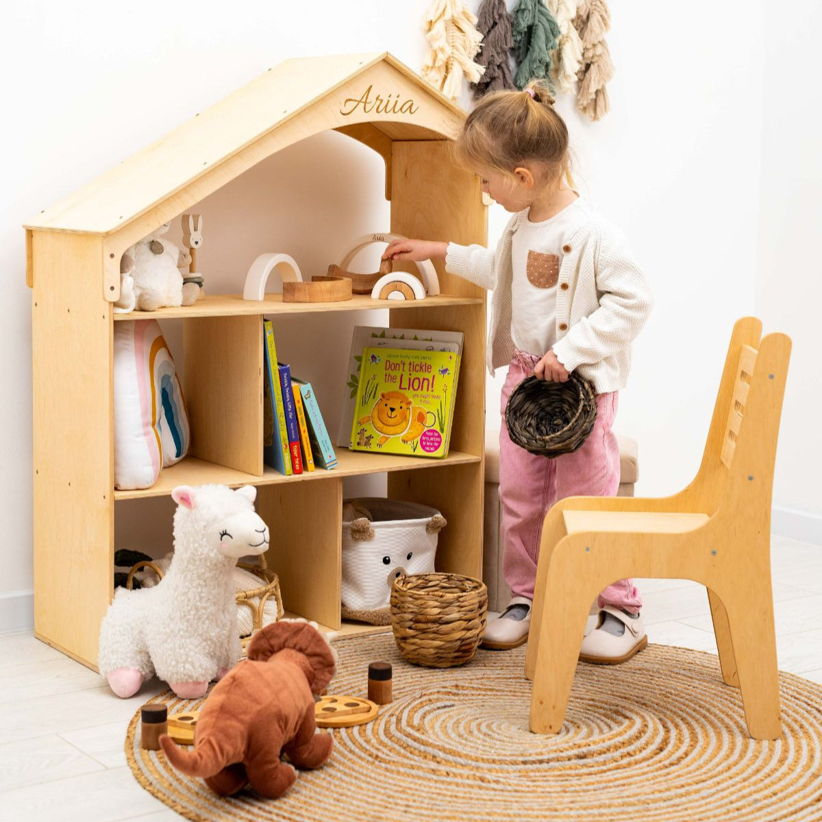 large wood dollhouse bookcase for nursery