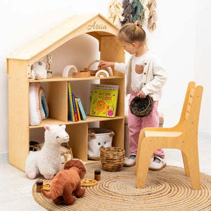 large wood dollhouse bookcase for nursery