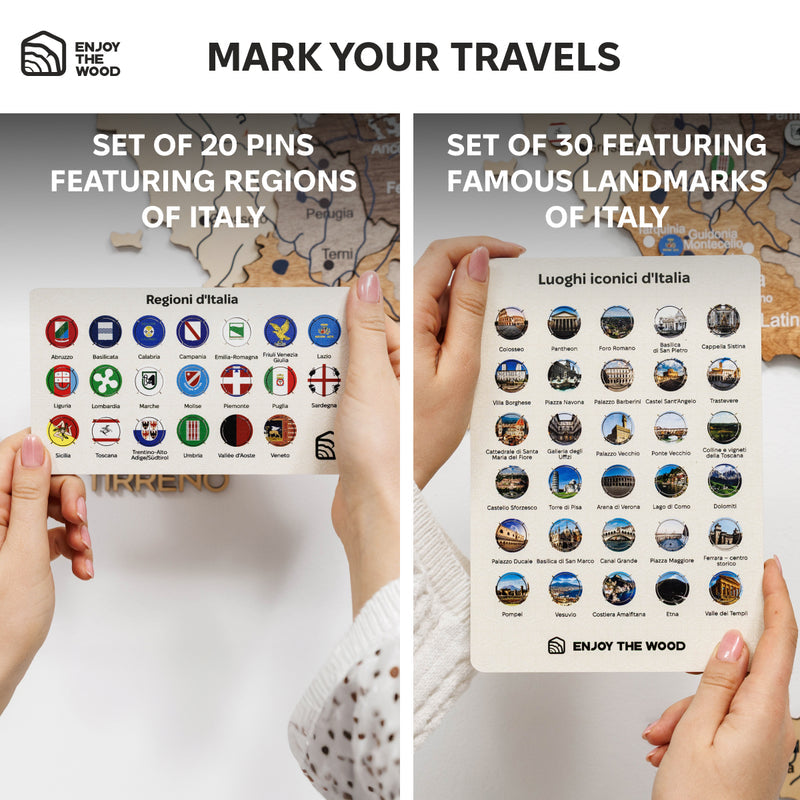 3D Wooden Map of Italy - Multicolor