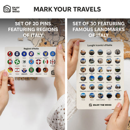 3D Wooden Map of Italy - Multicolor