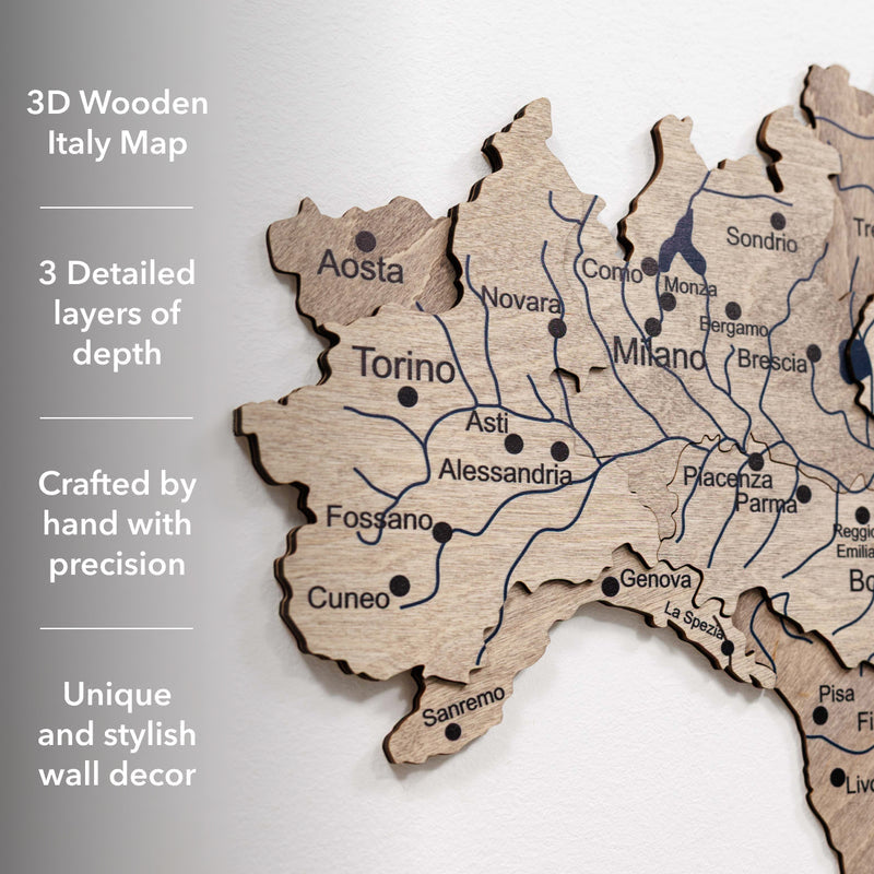 3D Wooden Map of Italy - Terra