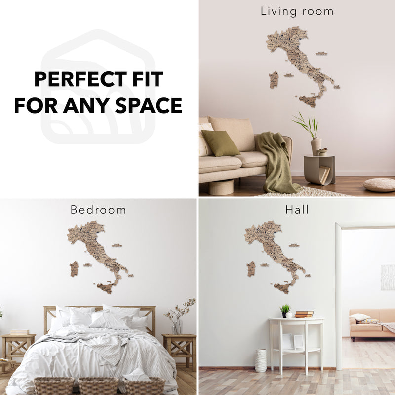 3D Wooden Map of Italy - Terra