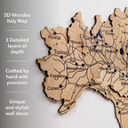 3D Wooden Map of Italy - Gold