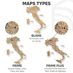 3D Wooden Map of Italy - Gold