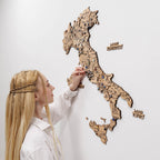 3D Wooden Map of Italy - Gold