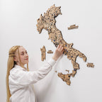 3D Wooden Map of Italy - Gold