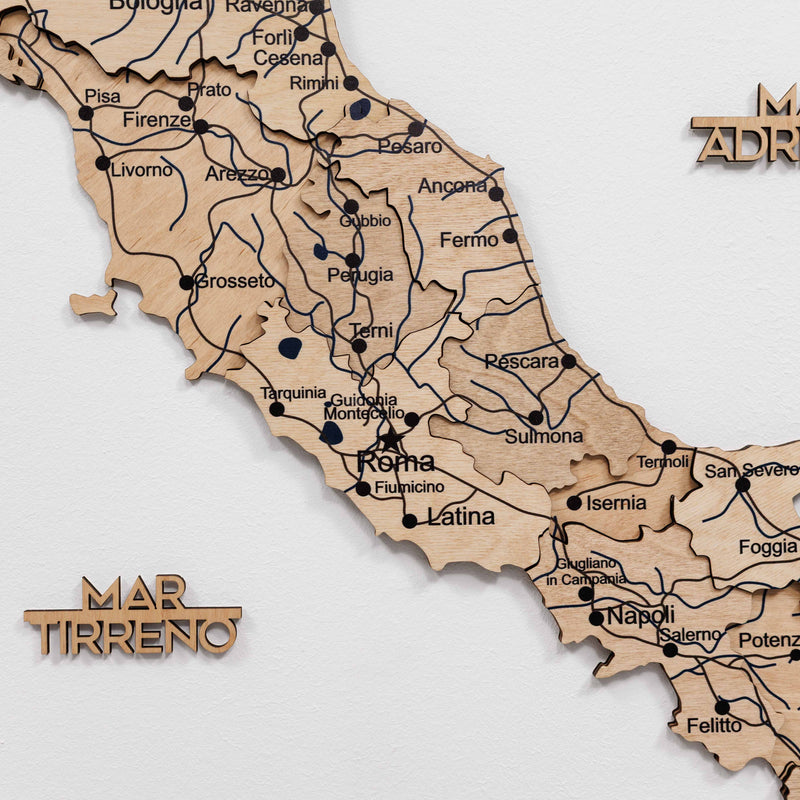 3D Wooden Map of Italy - Gold