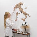 3D Wooden Map of Italy - Gold
