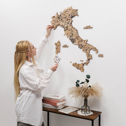 3D Wooden Map of Italy - Gold