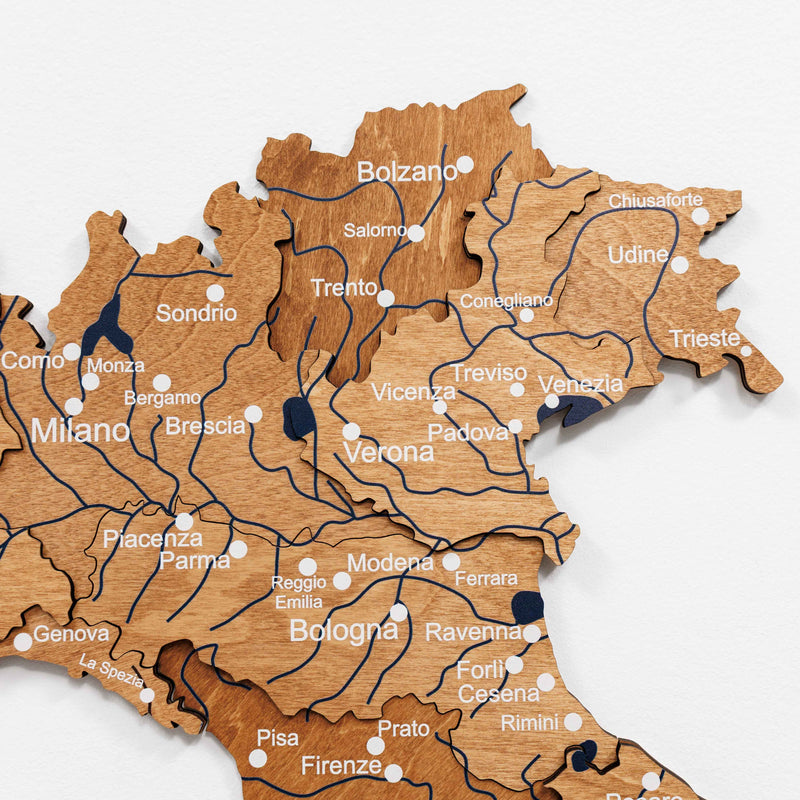 3D Wooden Map of Italy - Oak